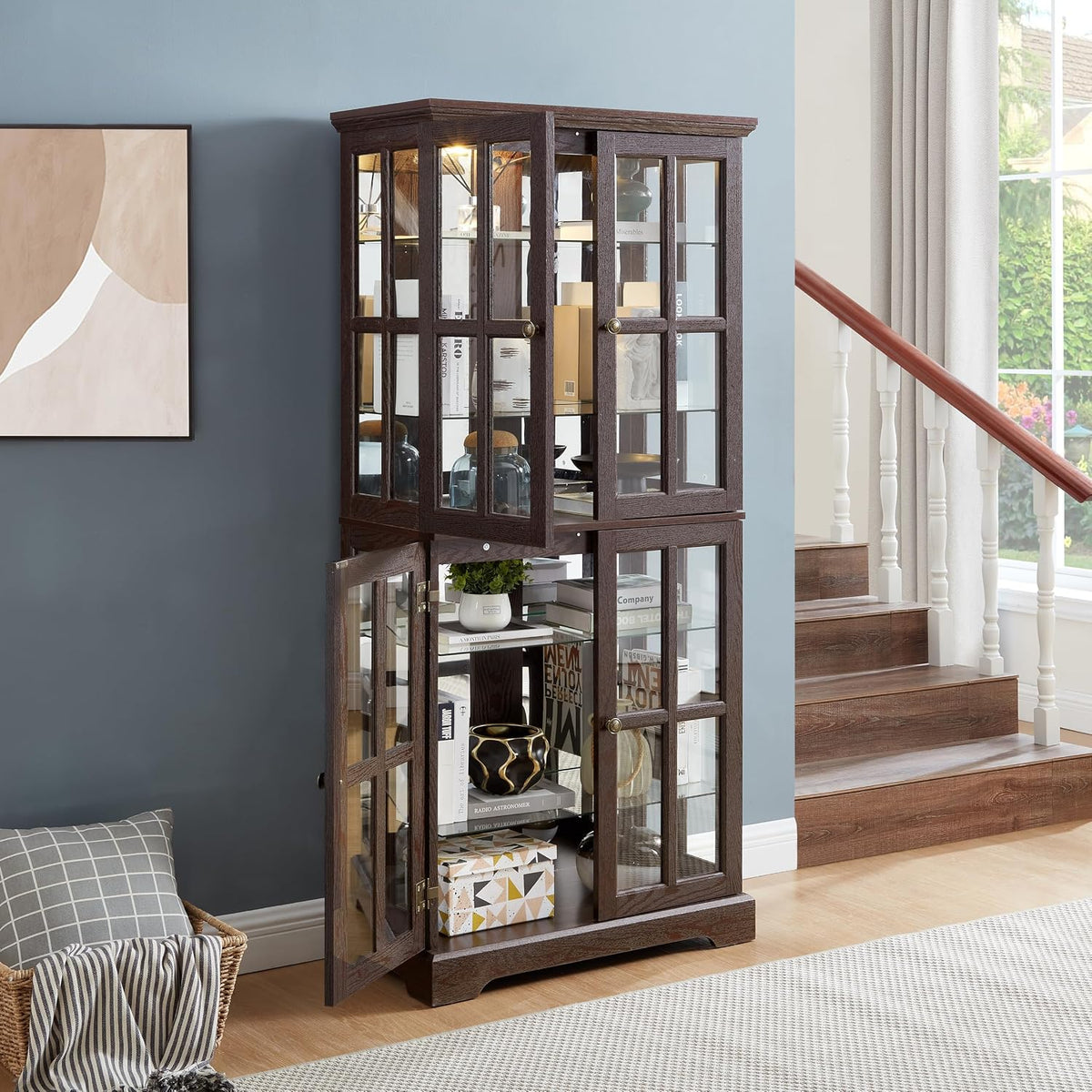 Lighted Glass Curio Display Cabinet