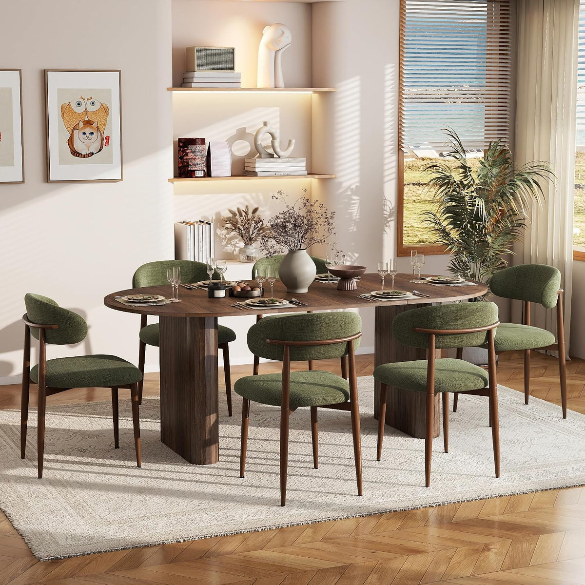 Oval Dining Table Six‑Chair Set