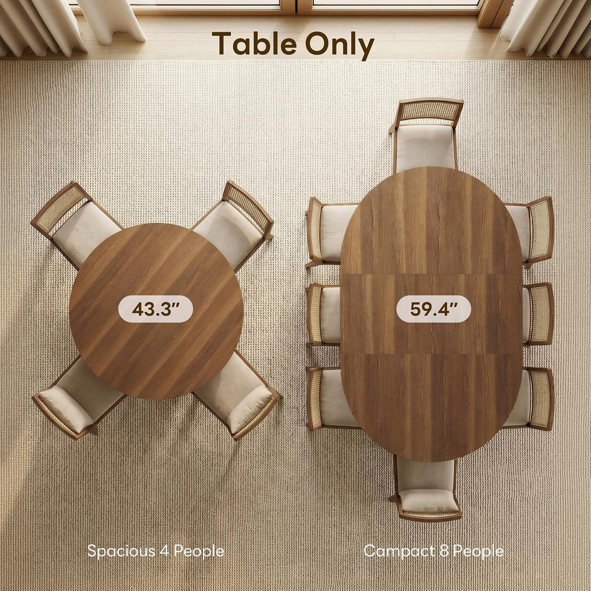 Walnut Expandable Storage Dining Table
