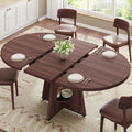 Brown Expandable Round‑Oval Dining Table