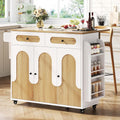 White Drop‑Leaf Rolling Kitchen Island Cart