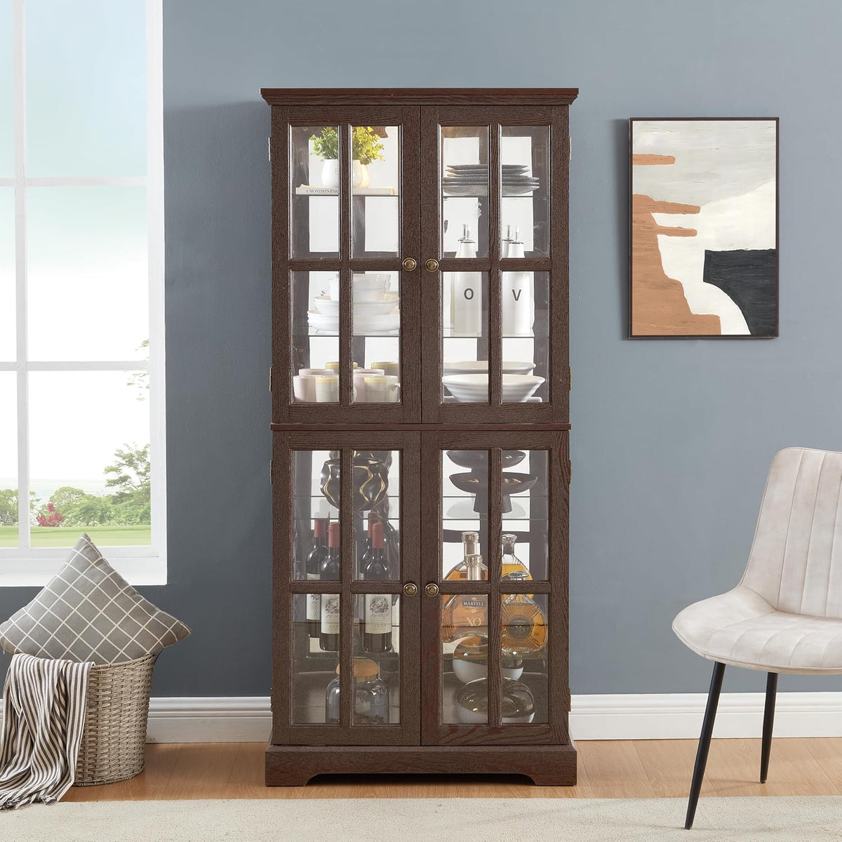 Lighted Glass Curio Display Cabinet
