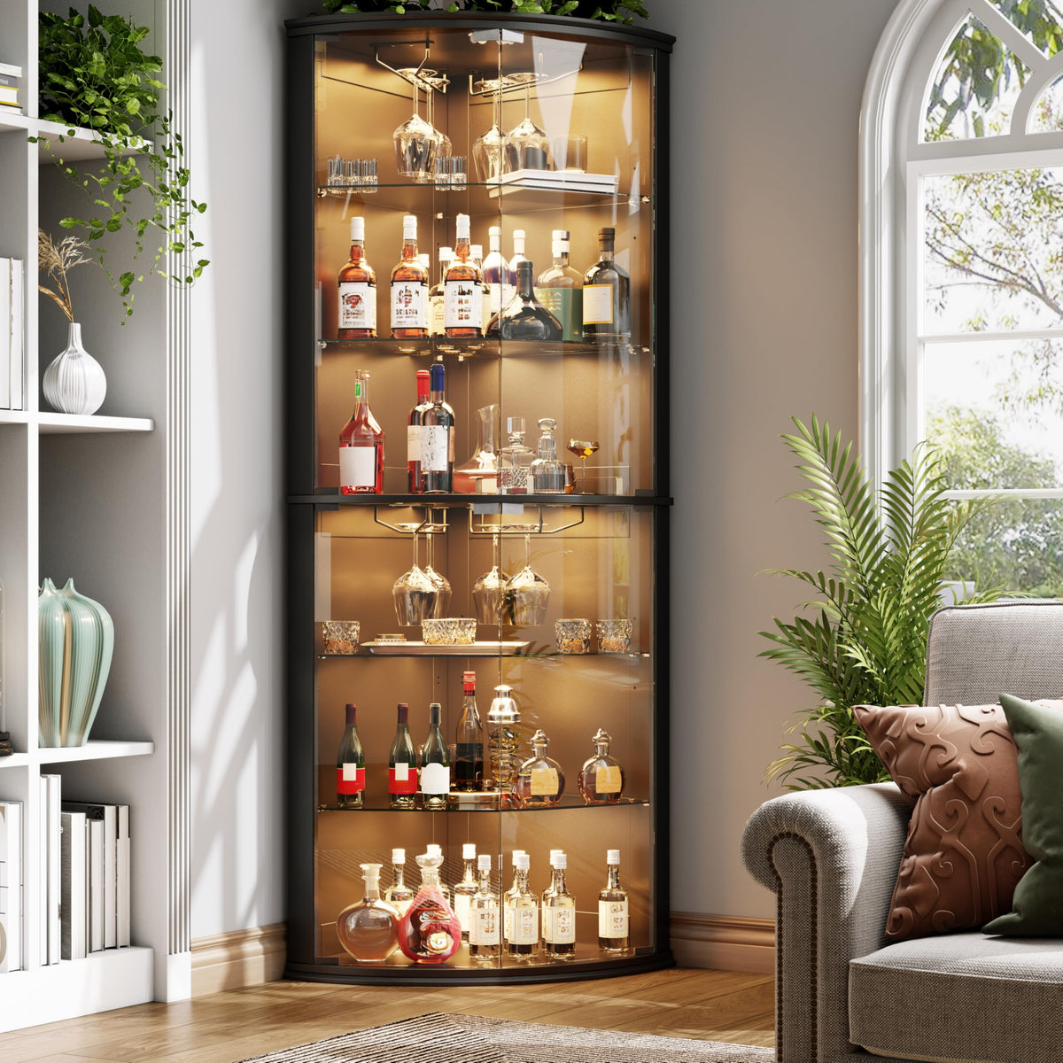 LED Corner Modern Wine Storage Cabinet