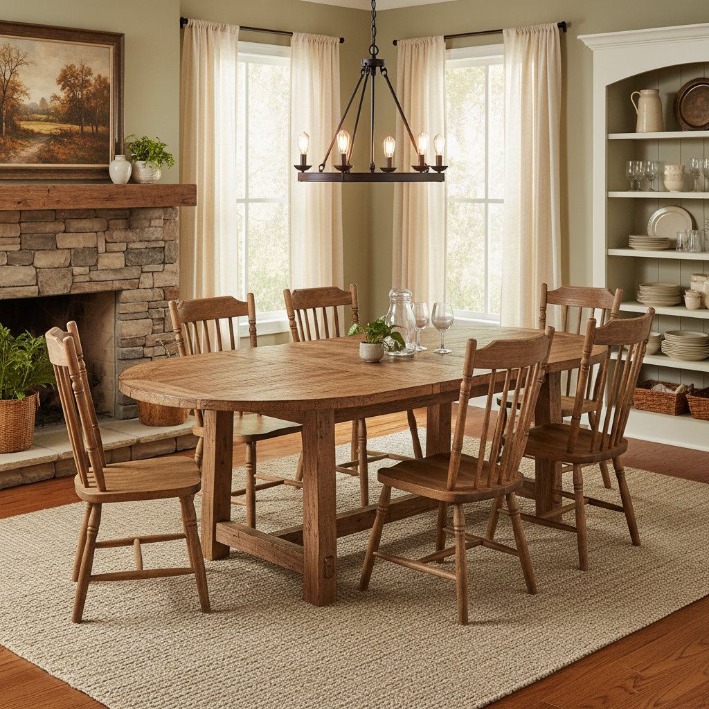 Oval Farmhouse Extendable Dining Set